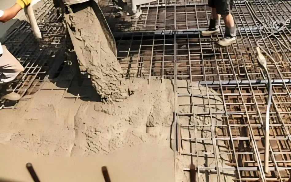 Florissant Concrete pours freshly mixed concrete.