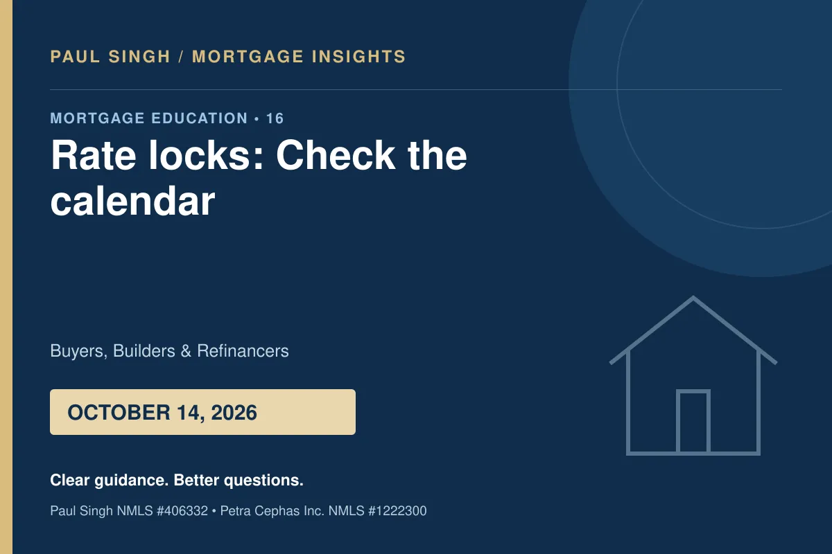 Mortgage Rate Locks: Match the Agreement to Your Closing Plan | October 14, 2026