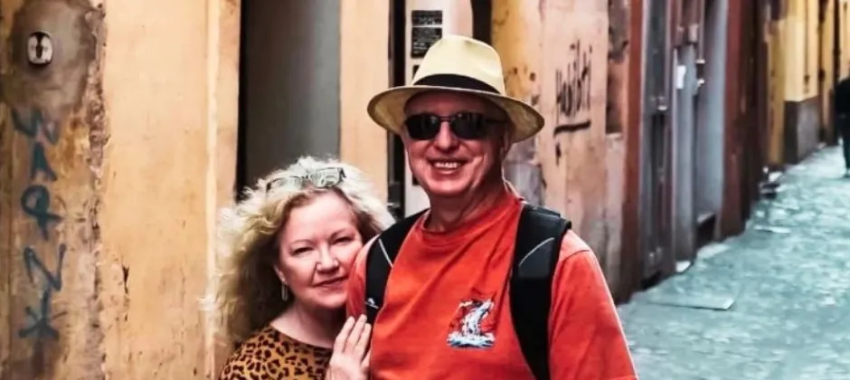 woman and a man posing for a picture