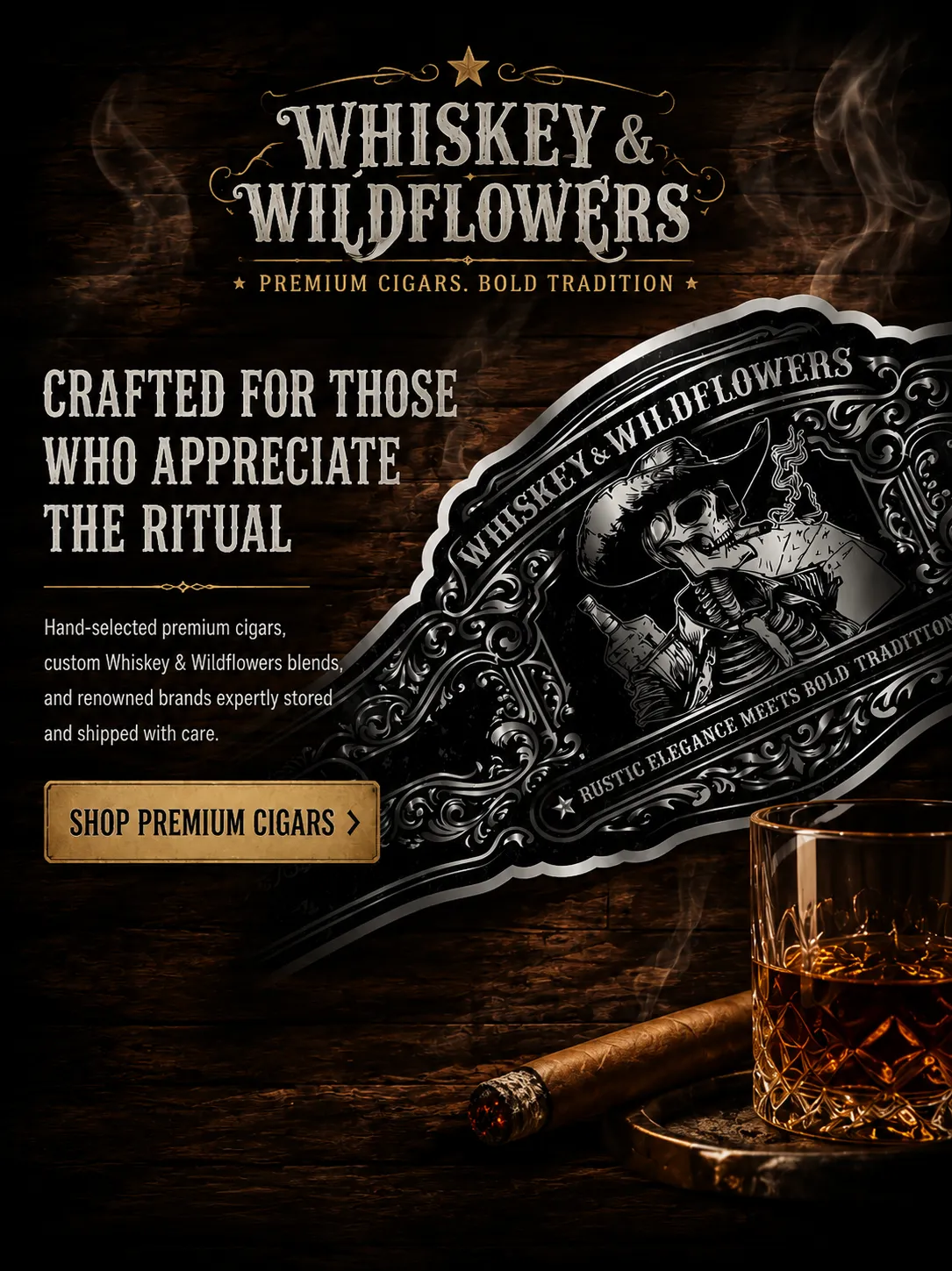 Shop premium cigars from trusted cigar brands curated by Whiskey & Wildflowers, blending bold tradition with refined cigar selection.