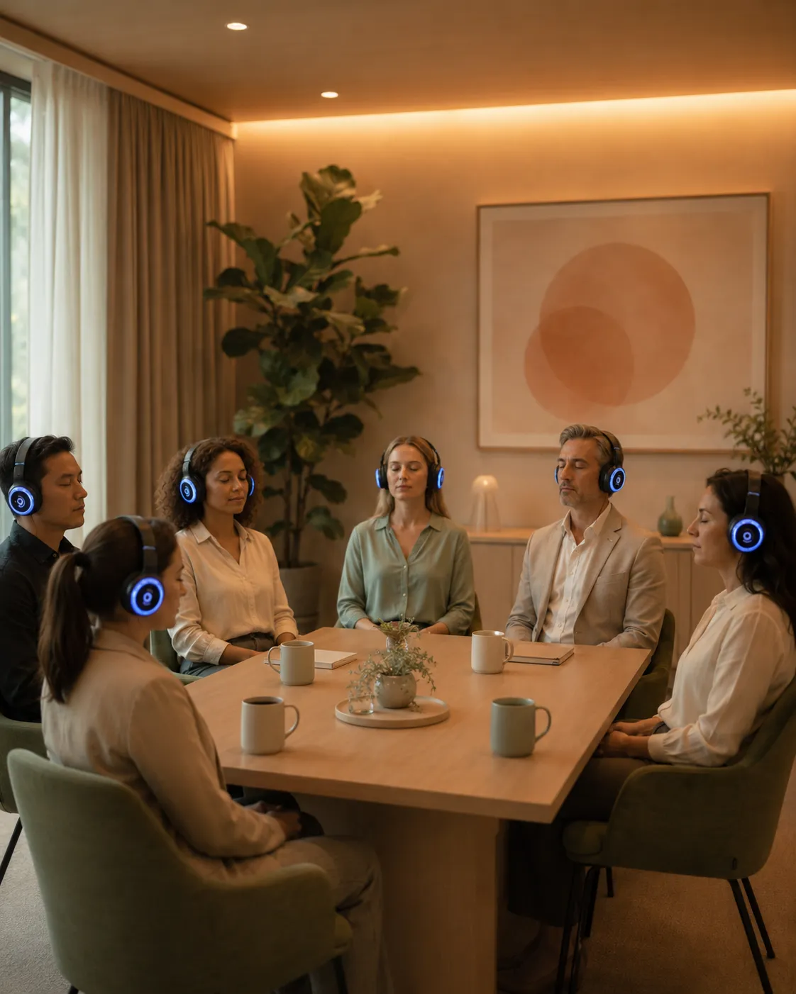 9D Breathwork headphones resting on a reflection worksheet