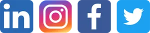 Logo of Linkedin, Instagram, Facebook and Twitter