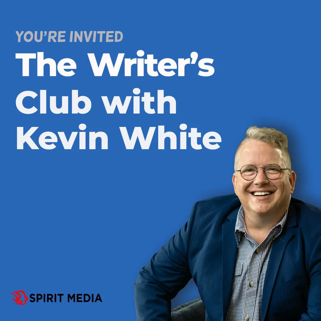 Kevin white the text “The writer’s club with Kevin White”