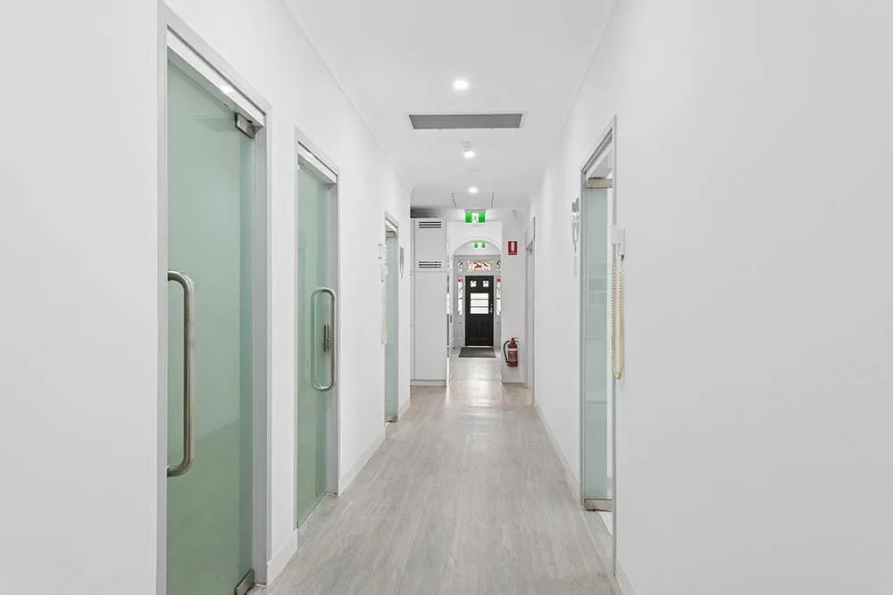 ultra modern hallway fit out in medical fit outs