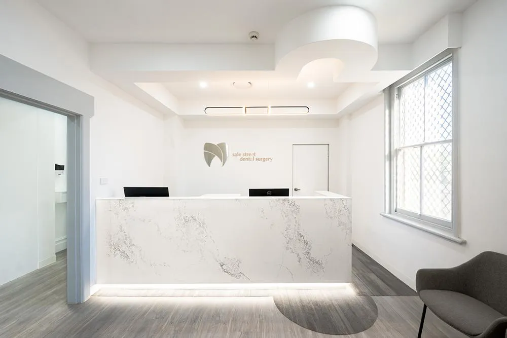 white marble and modern reception fit out in Sydney