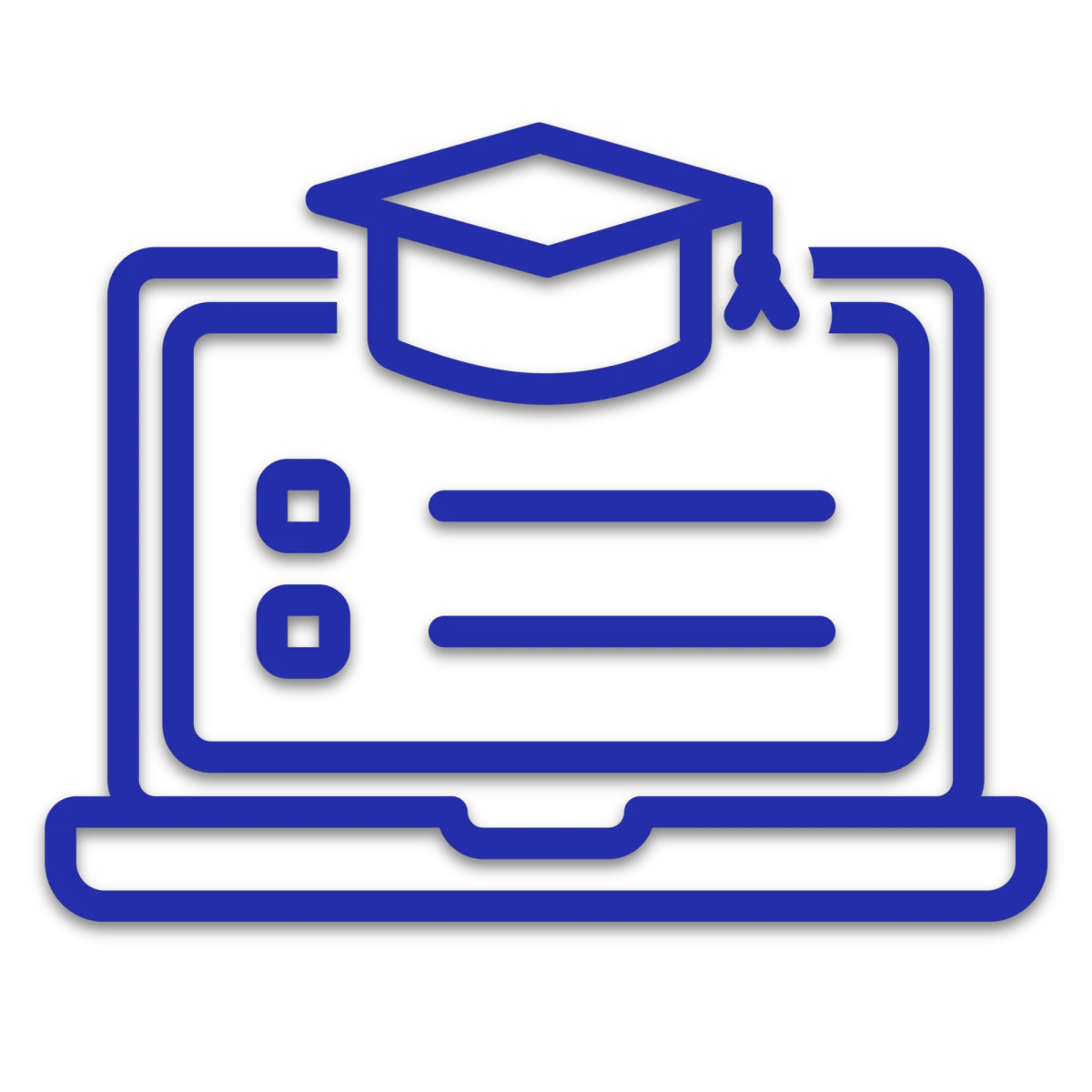 Icon of a laptop with a graduation cap for a 3-day course at Arnold Multiscale Modeling LLC.