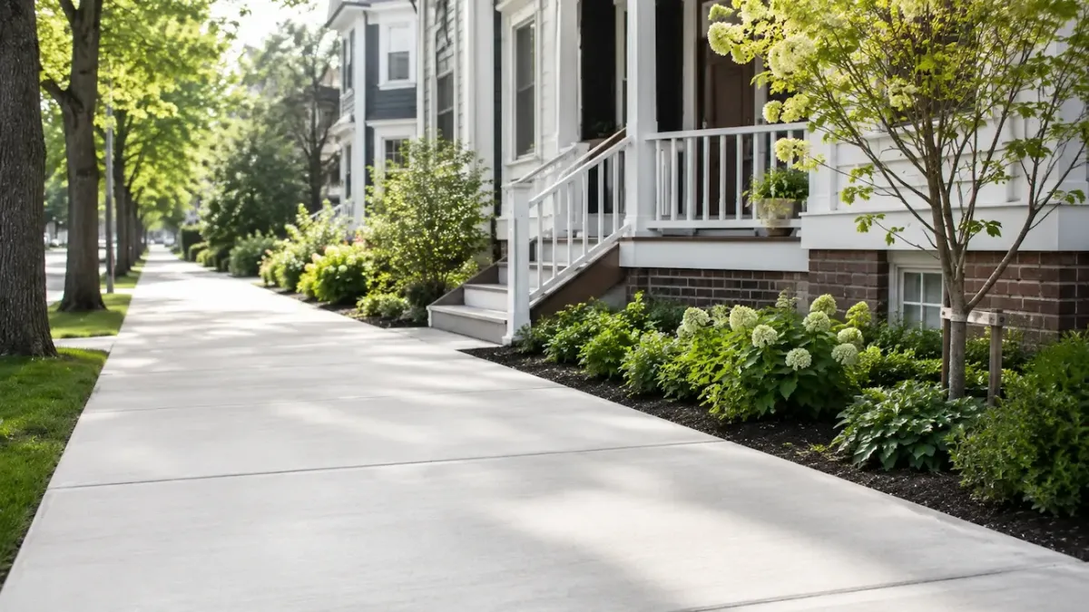 Concrete sidewalk and walkway installation by Cambridge Concrete Pros for a residential property in Cambridge MA.