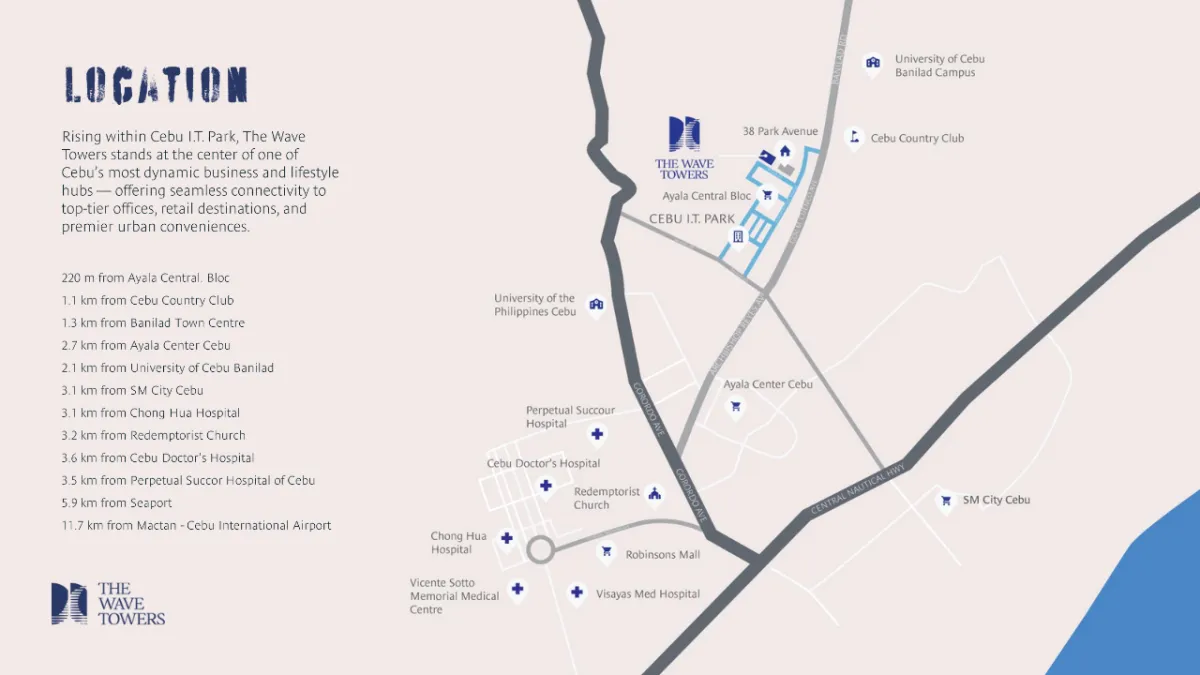Site map of The Wave Towers by Cebu Landmasters and NTT UD Asia