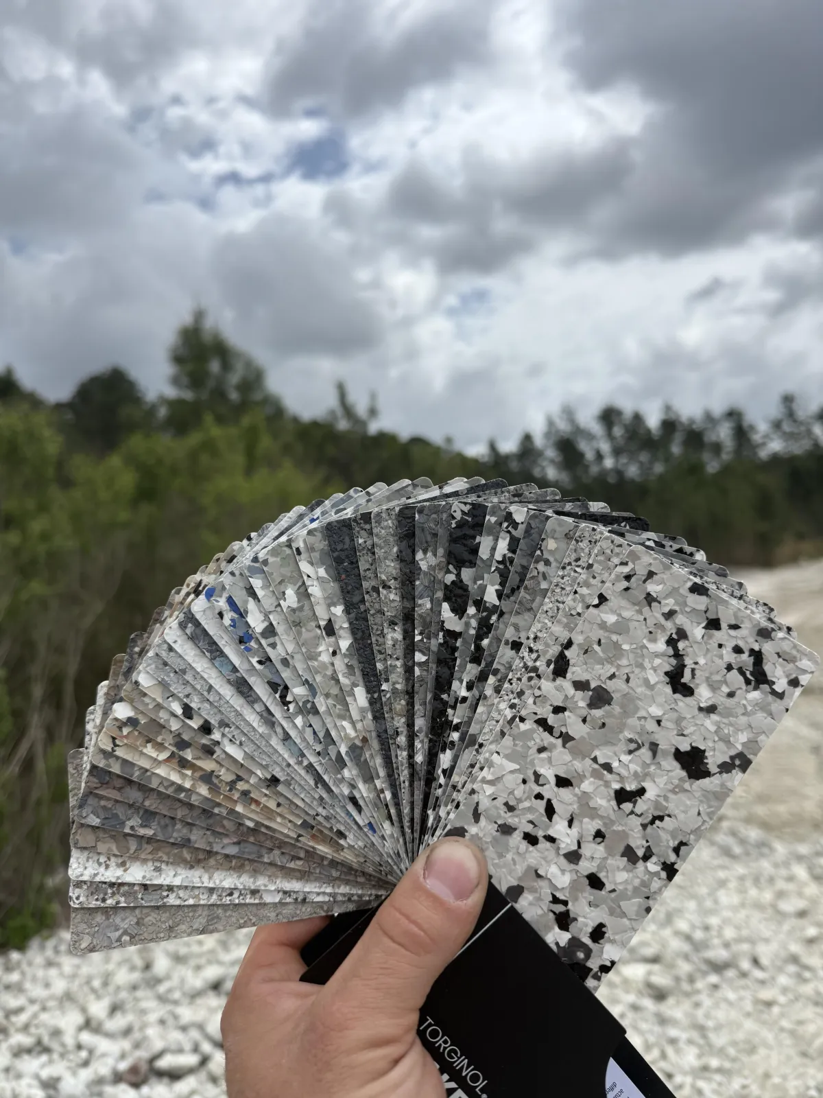 Premier Garage Coating epoxy flake color samples in Rincon, GA