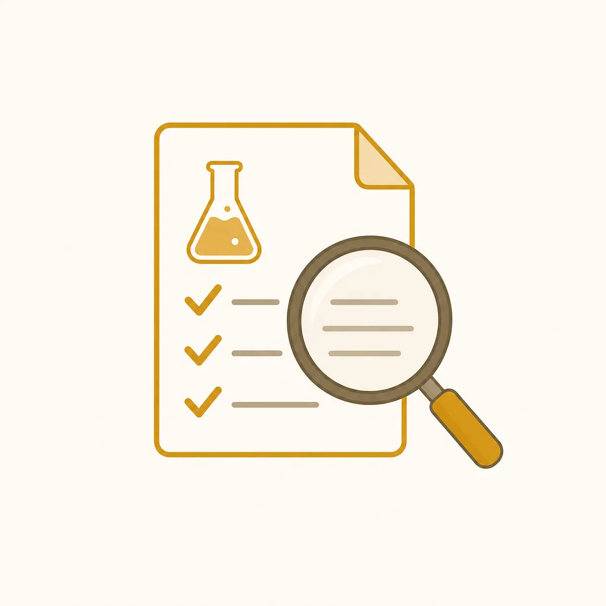 Icon showing lab report and magnifying glass for Module 4 – tests