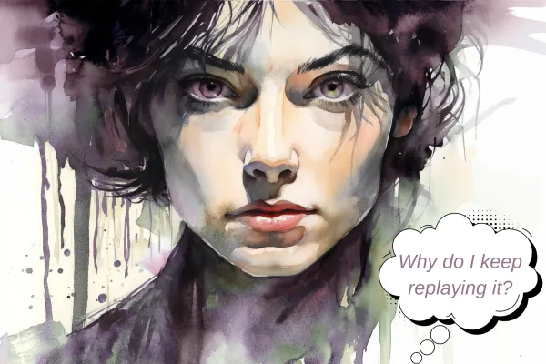 Watercolor portrait symbolizing stress and overthinking