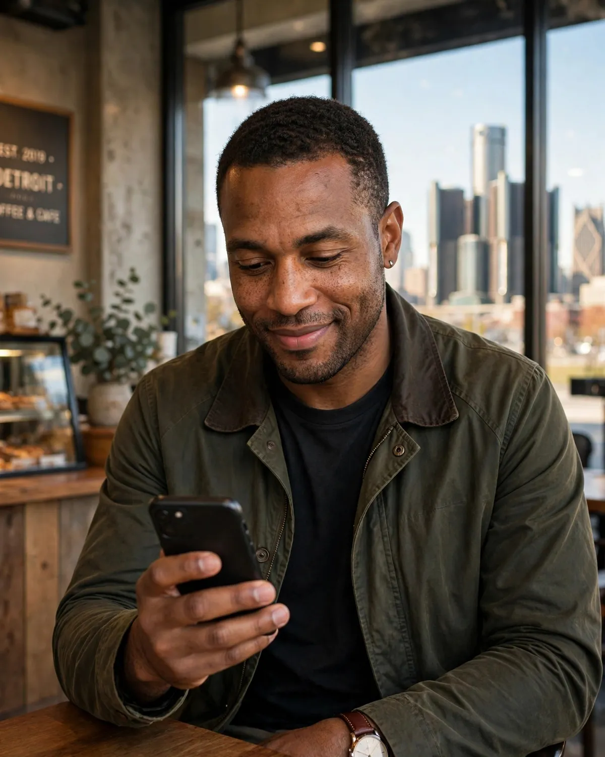 Client taking a quiz on his phone