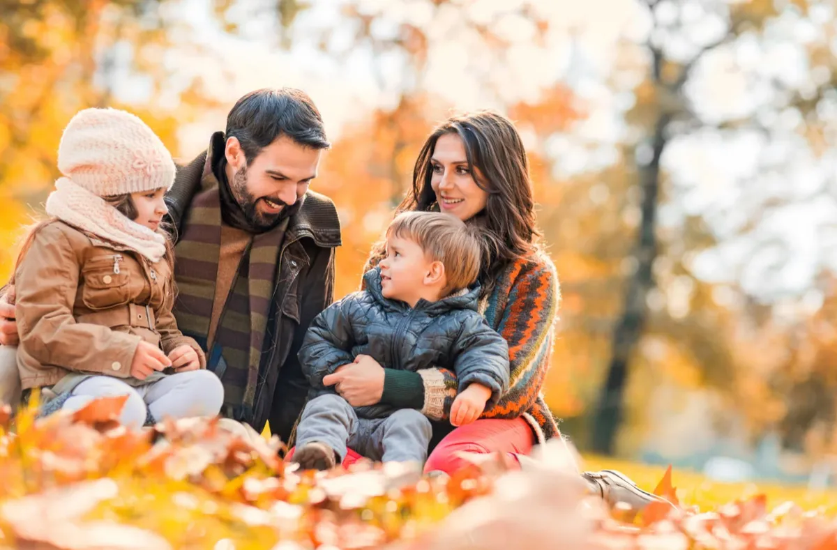 Family enjoying fall 