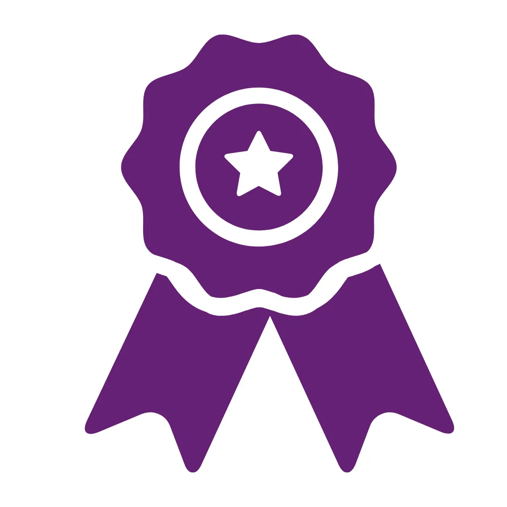 Reviewly Solution a purple star inside a medal symbolising trust