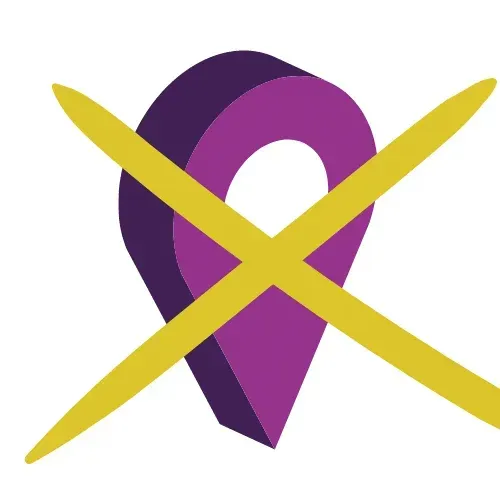 Purple locator with yellow cross through the center