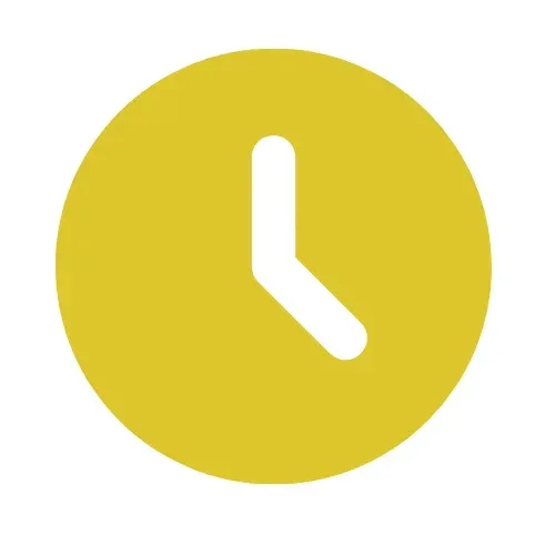 Yellow clock with white arm.