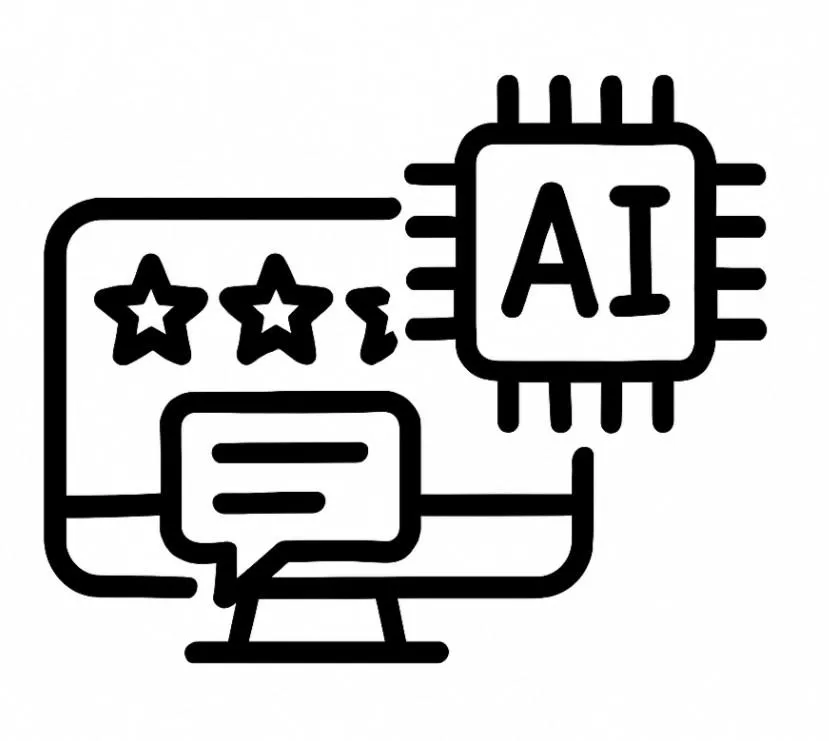 Line drawing of computer generating reviews using AI 