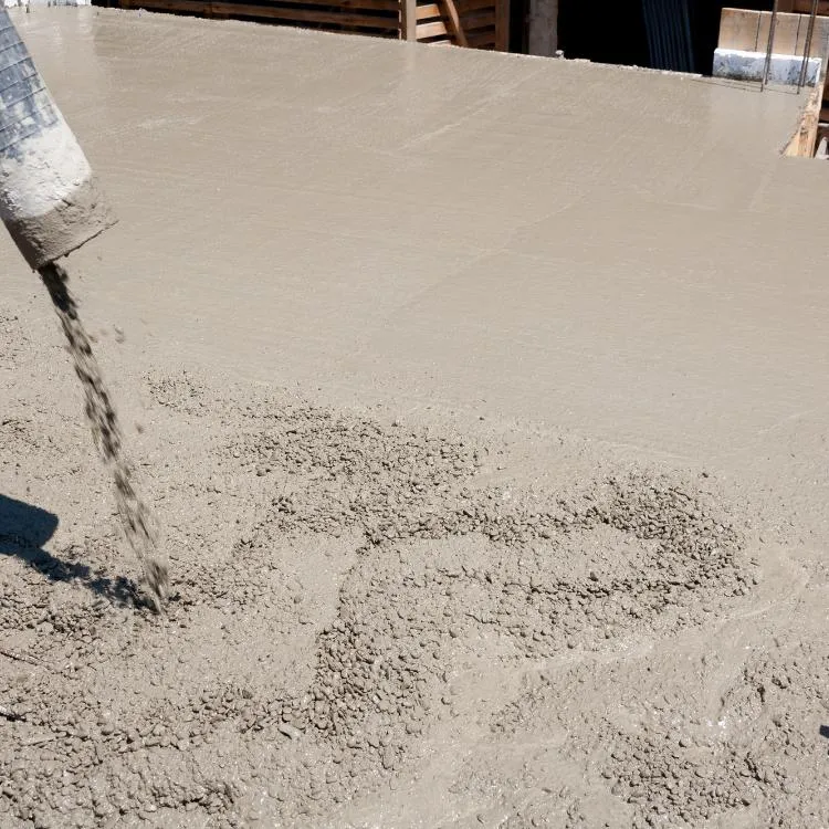 Large concrete foundation being poured