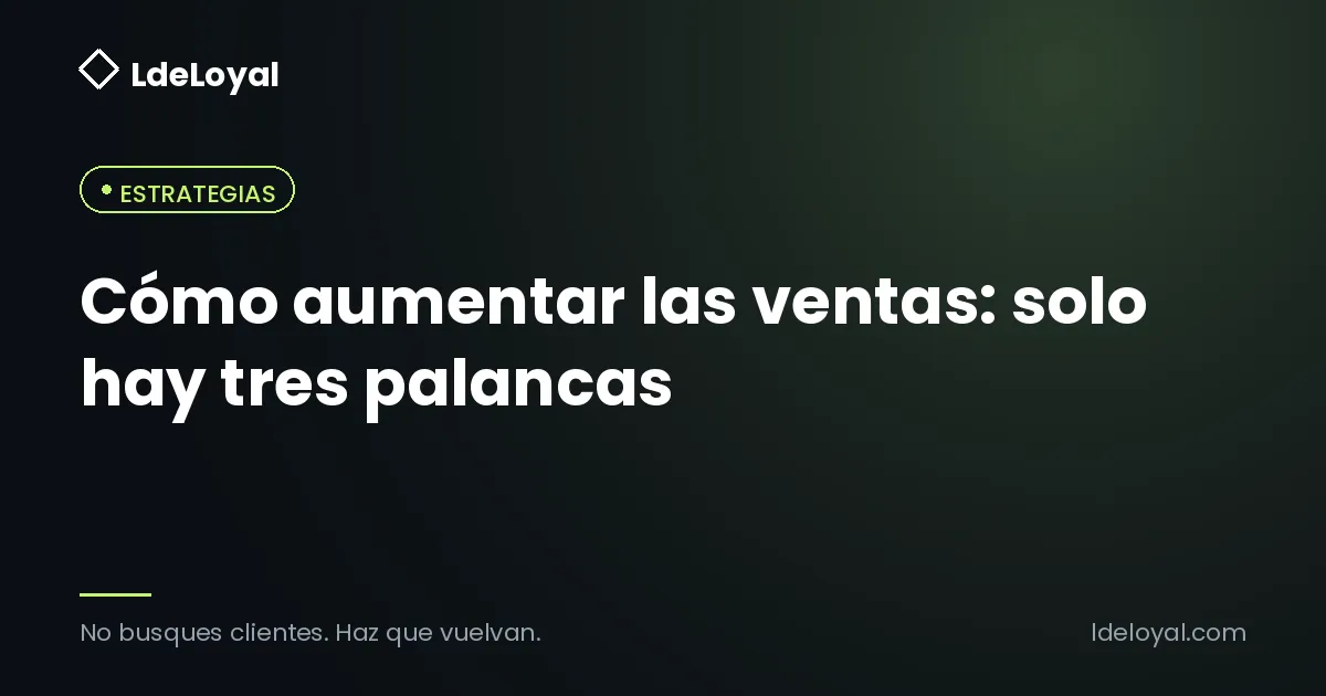 Cómo aumentar las ventas: solo hay tres palancas