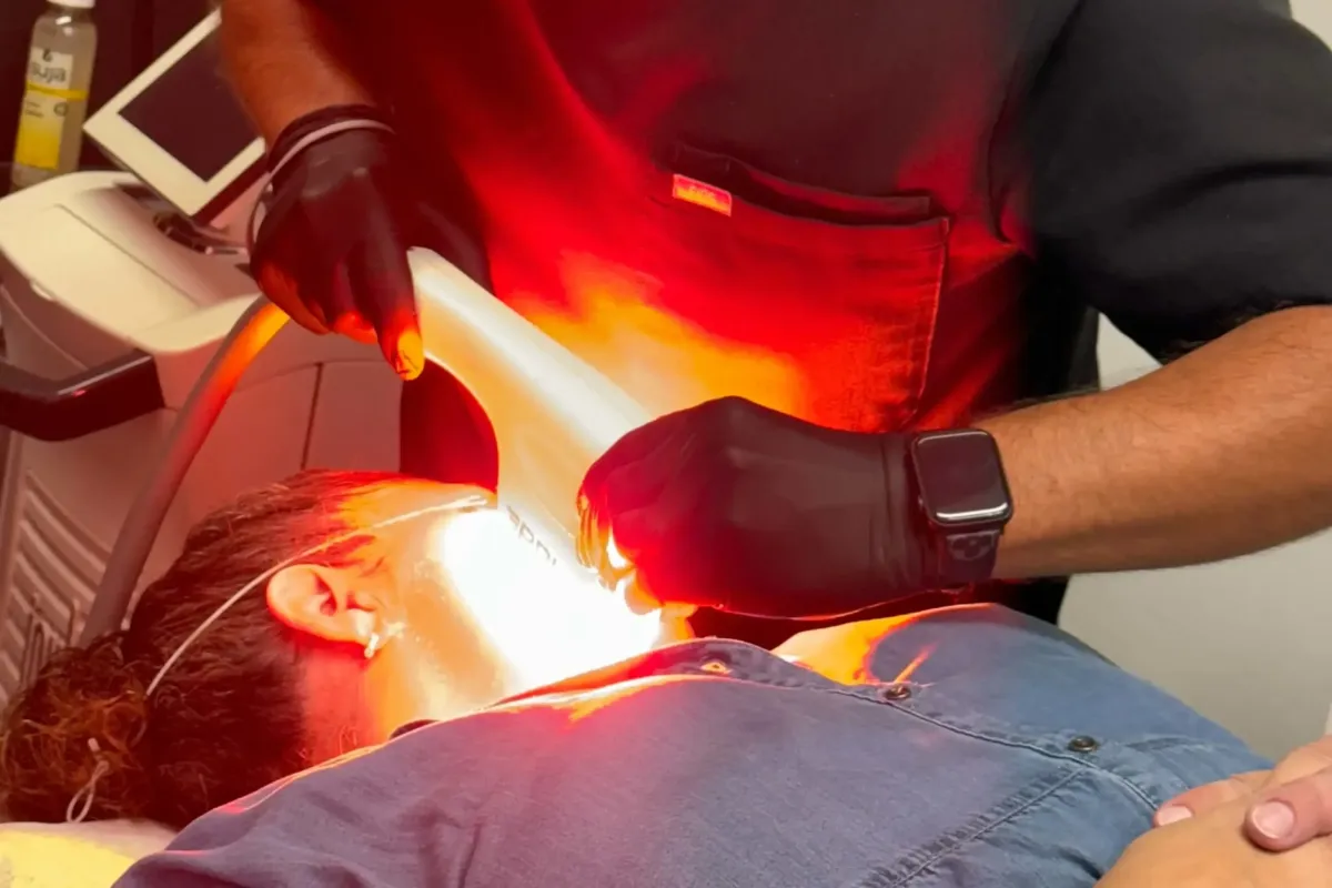 BBL BroadBand Light photofacial treatment on male patient's face at Chrome Aesthetics Spa