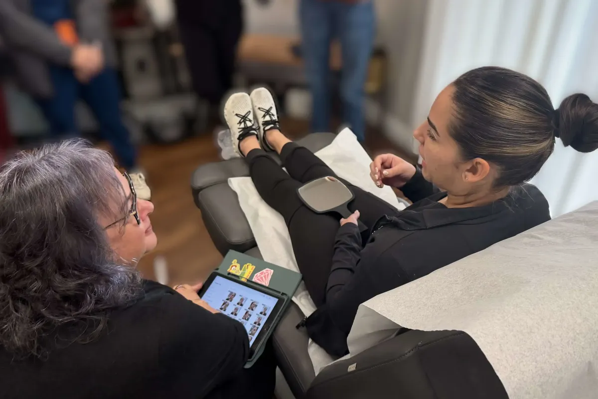 Provider consulting with a patient before Morpheus8 microneedling treatment at Chrome Aesthetics Spa
