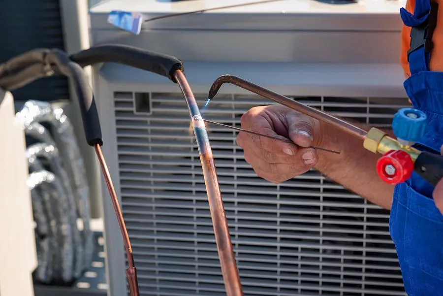 Modern HVAC system installation in residential home.