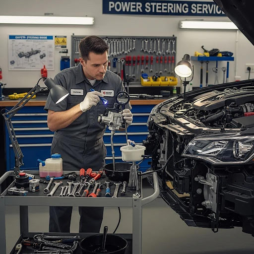 Mechanic working on an alternator at Deals Tires shop