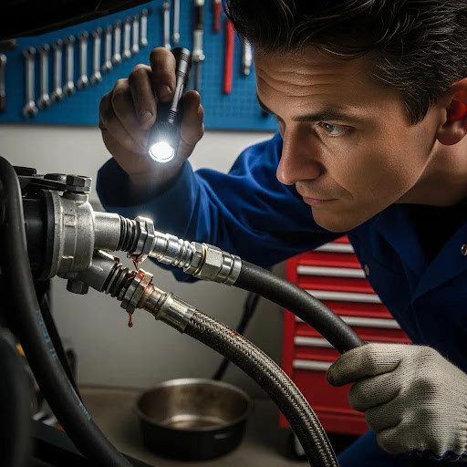 Mechanic working on an alternator at Deals Tires shop