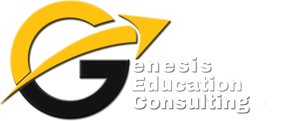 Goldenrod and black brand logo for Genesis Education Consulting