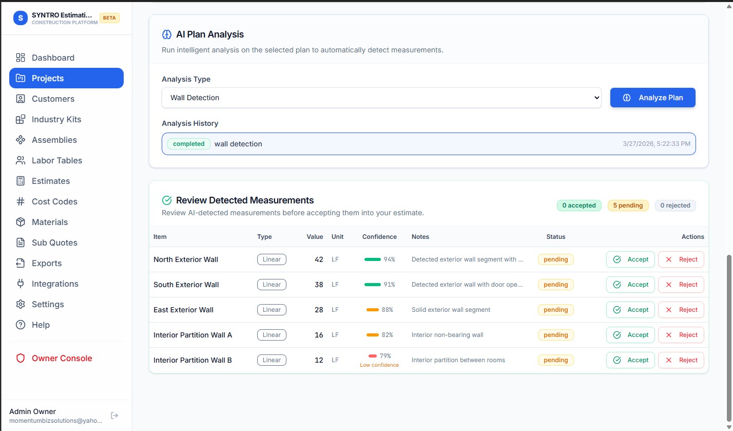 Smart Digital Takeoffs interface