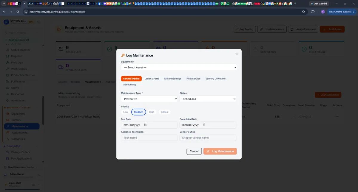 Inventory and Equipment Tracking dashboard
