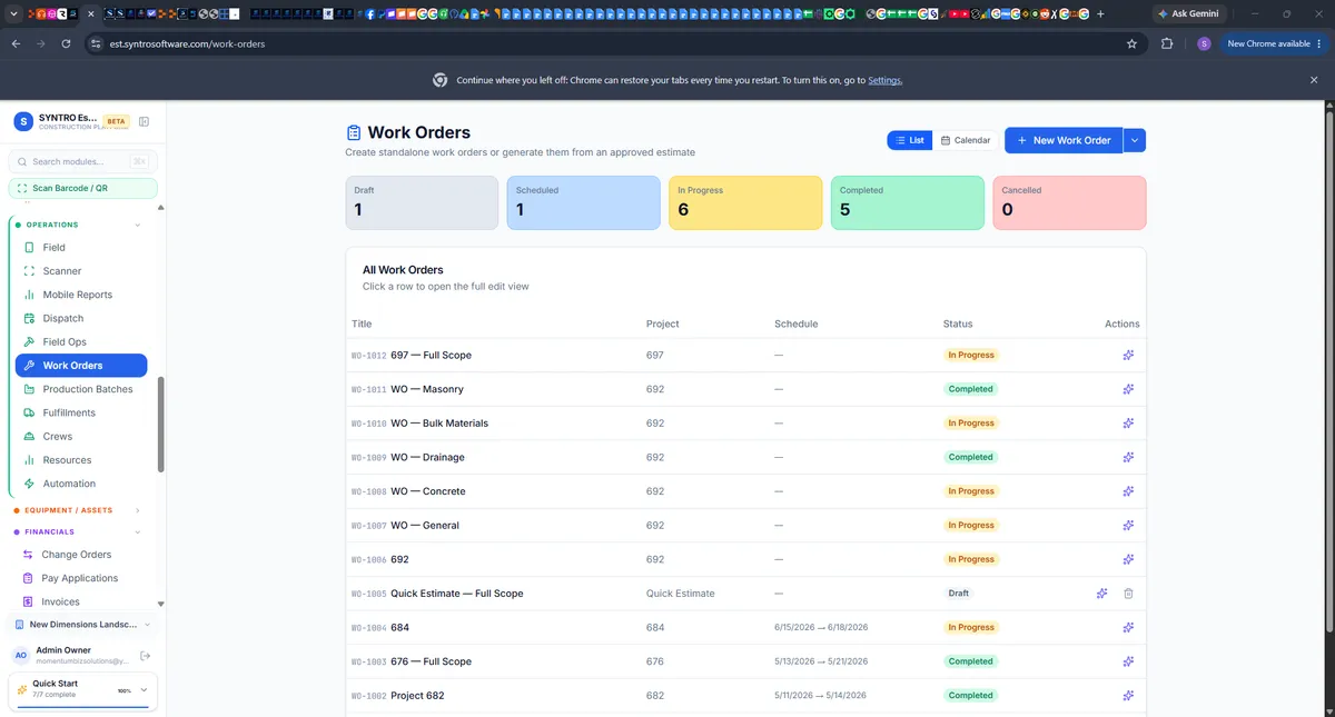 Field Operations dashboard