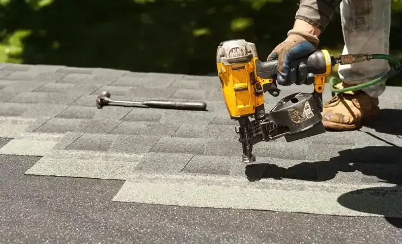 nail gun, nailing down shingles