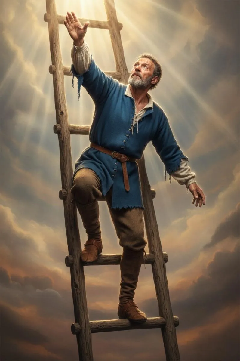 Ein 1:1-Bild eines alten Pergamentmanuskripts mit handschriftlicher deutscher Schrift, das auf einem Holztisch neben einer Feder und einem Tintenfass liegt. Sanftes natürliches Licht betont die Textur des Papiers und vermittelt historische Authentizität und Ehrfurcht vor dem Dokument.