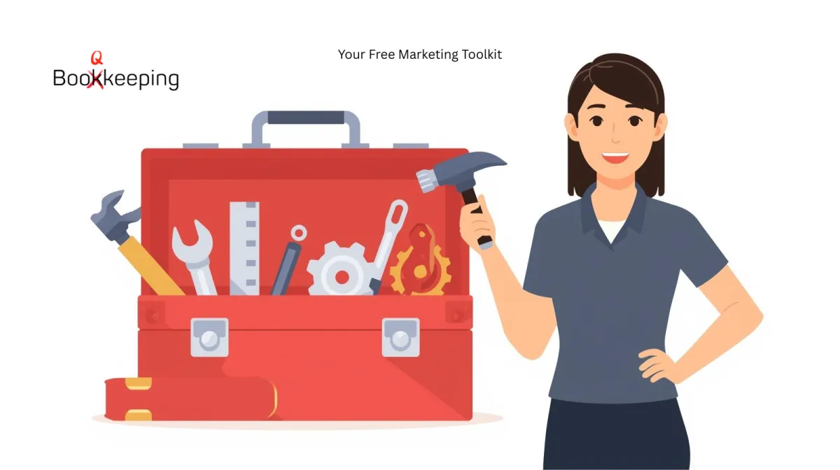 A Booqkeeping.com representative showing a "marketing" toolkit