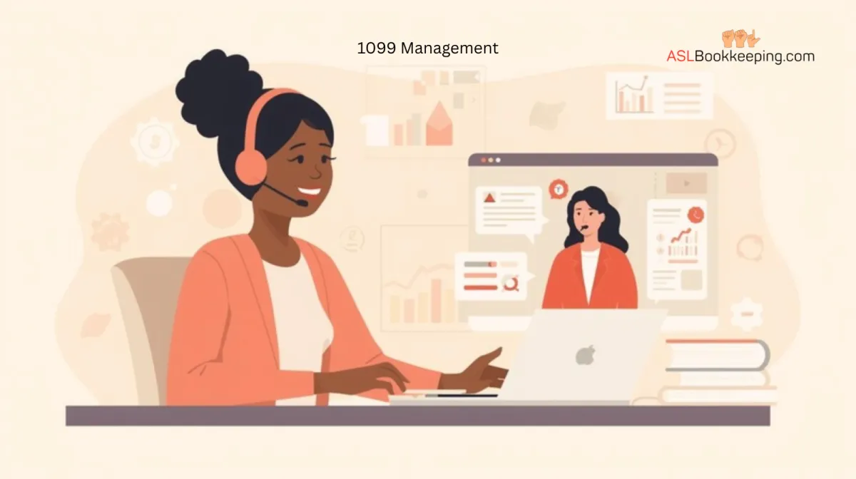 Smiling small business owner in work outfit and protective hat reviewing completed tax return on computer screen – Booqkeeping.com QuickBooks tax preparation and filing services for small businesses.