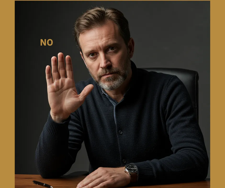 executive man signaling boundaries 