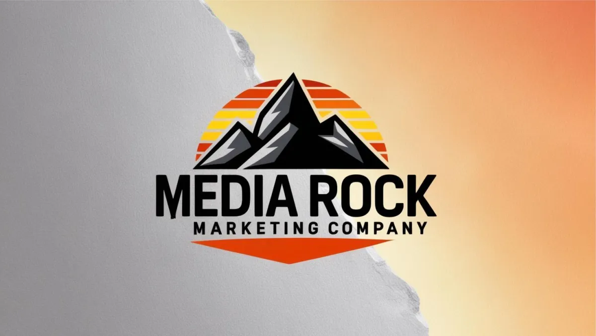 Media Rock Marketing LLC Brand Logo Mountain with Lightning Bolt
