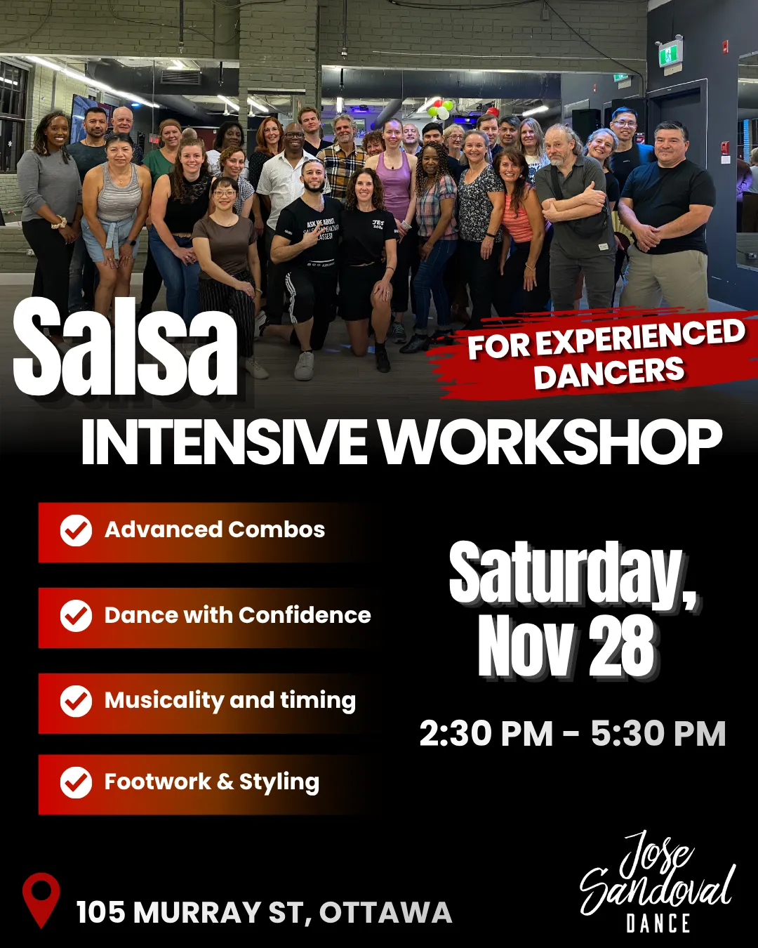 Bachata intensive workshop in Ottawa for experienced dancers, JoseSanDance
