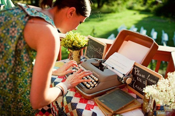 Vintage typewriter capturing feelings