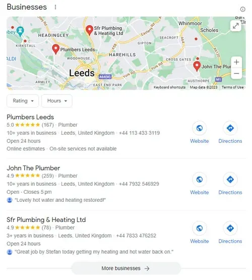 best plumbing leads google business profile