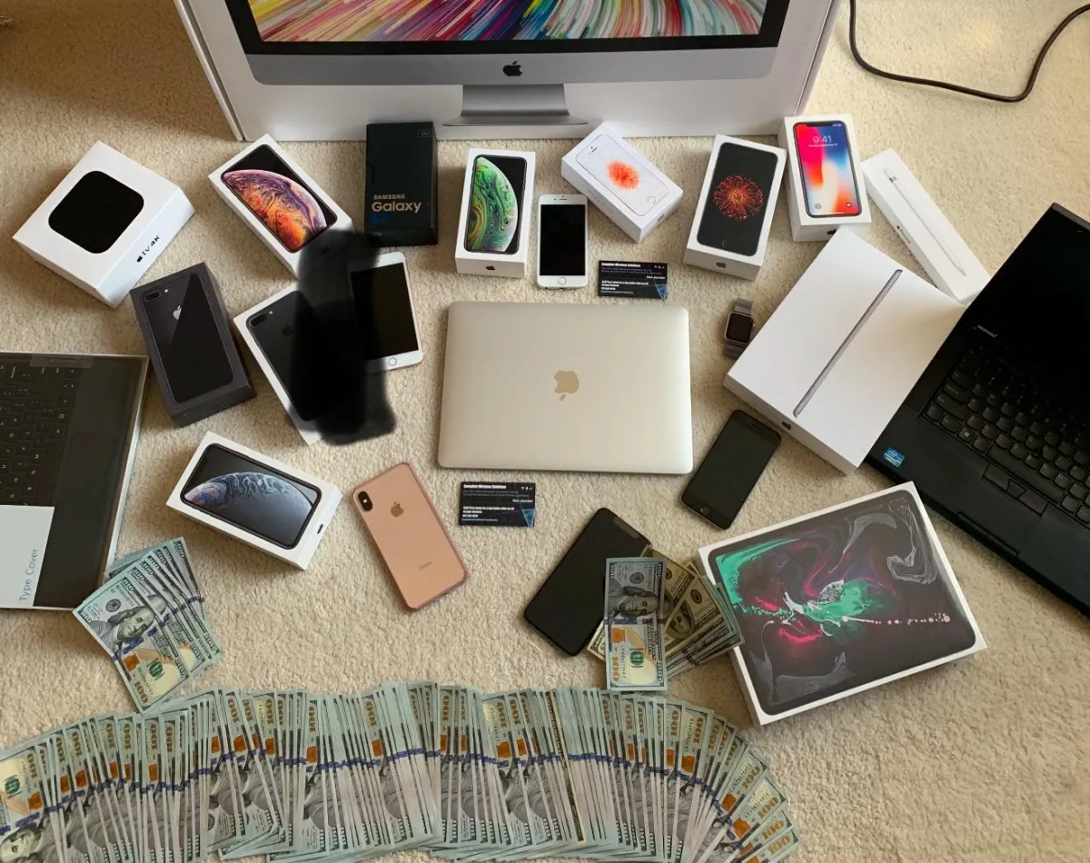 Phones, Macbooks, iPads, and Cash