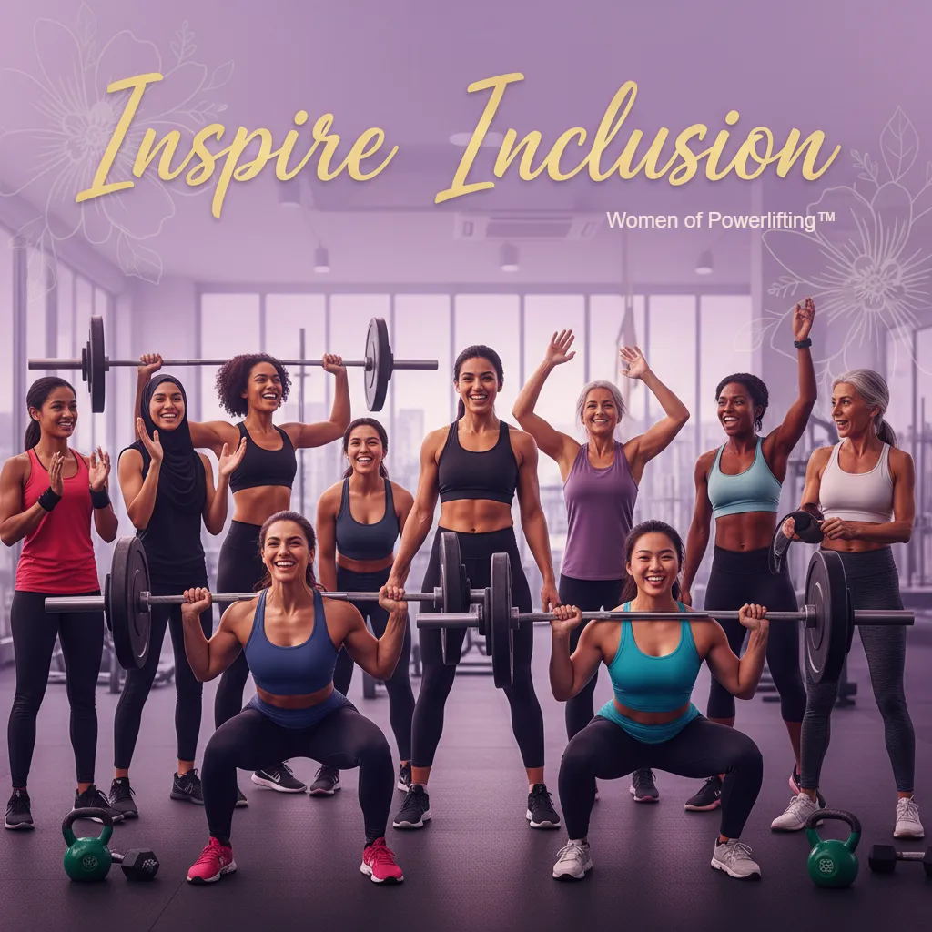 A diverse group of women of various ages and ethnicities standing together in unity, smiling confidently. The background features soft purples and pinks with subtle floral accents, and bold text overlay reads "Inspire Inclusion," symbolizing empowerment and celebration for International Women's Day.