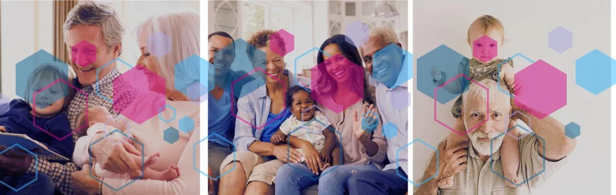 Families from the CubCare Grandparents Antenatal Course, showing diverse grandparents joyfully supporting their children and grandchildren through modern parenting.
