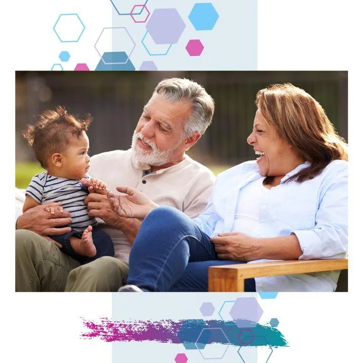 Grandparents featured in the CubCare Grandparents Antenatal Course, bonding with their grandchild and reflecting the course’s focus on supportive, modern family roles.