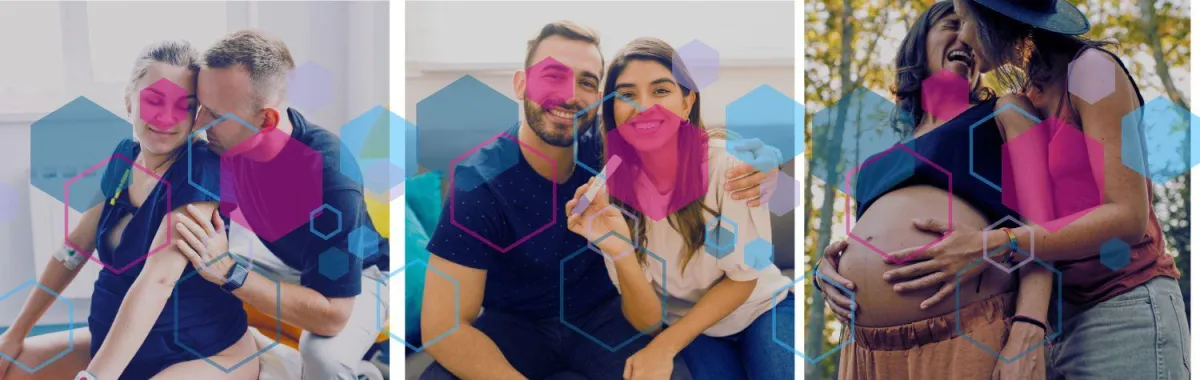 Three diverse couples during different stages of pregnancy and birth — offering physical, emotional, and practical support, as featured in the CubCare Birth Partner Course.