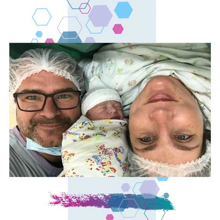 Birth partner and mother with newborn after caesarean birth — representing calm, supported recovery as taught in the CubCare Birth Partner Course.