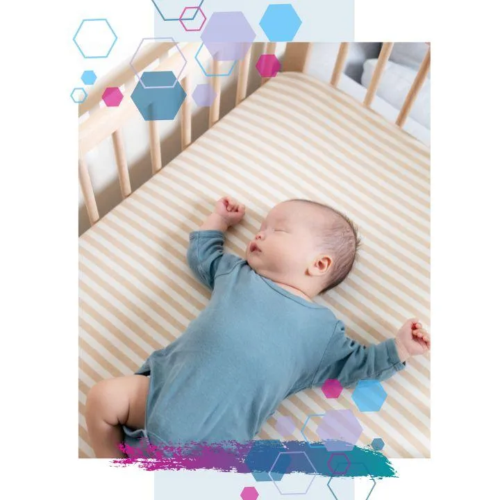 A baby lying on their back, asleep in a clear cot. Their parents are practicing safe sleep after completing the CubCare Infant Sleep course