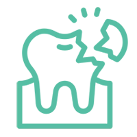 Damaged teeth and worn enamel from severe grinding