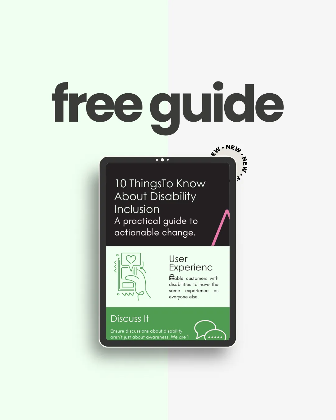 Promotional graphic showing the cover of the '10 Things to Know About Disability Inclusion' free guide.